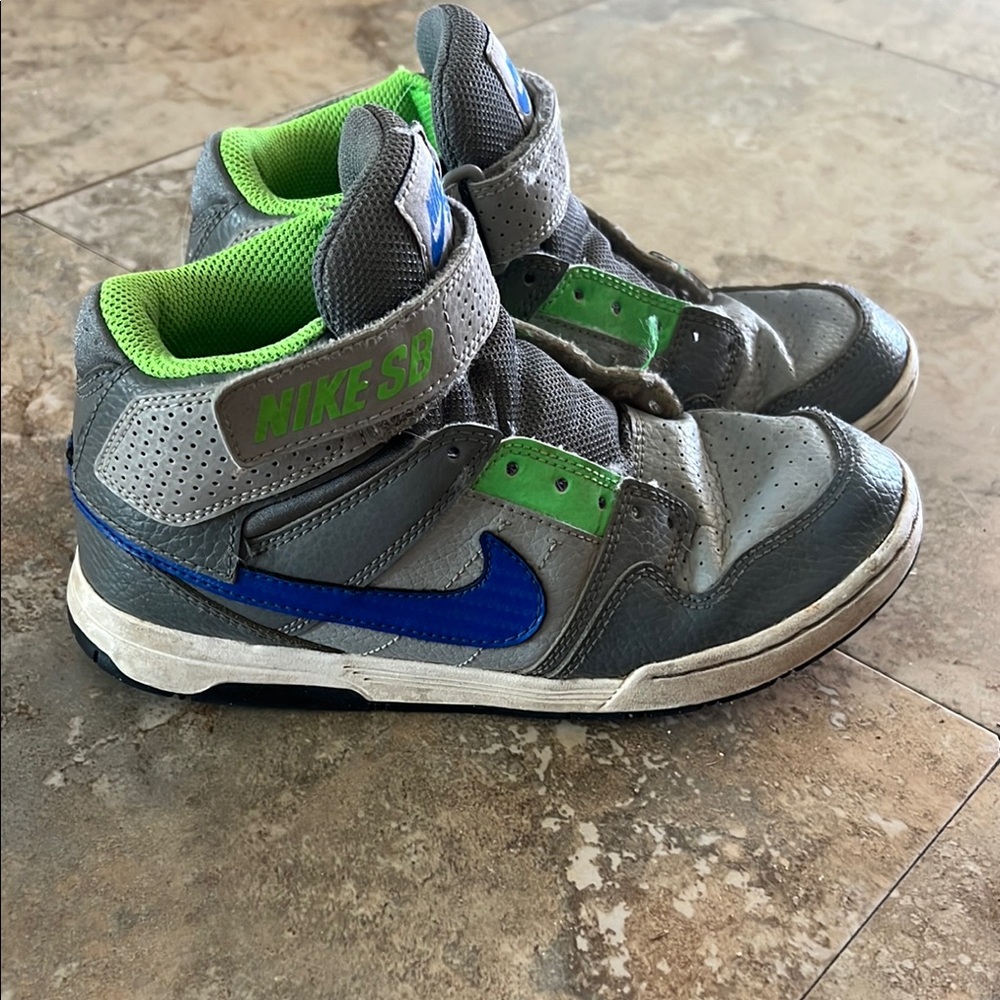 Nike Gray and Blue High-Top Sneakers with Padded Ankle